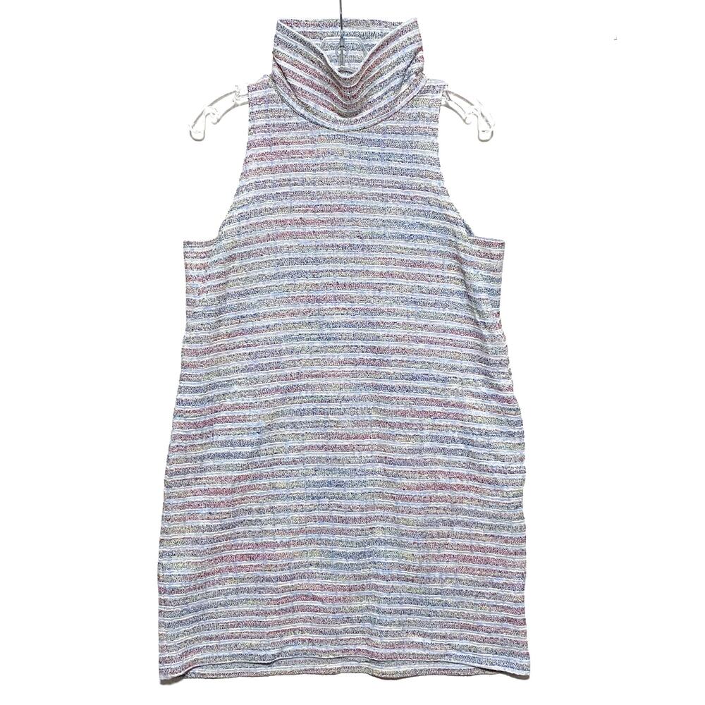 Akemi + Kin Mini Sleeveless Shift Mini Dress Stripe Multicolor Mock Neck Women S